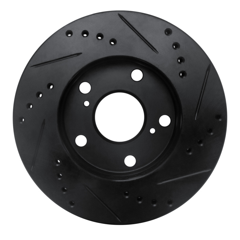 Toyota Camry Brake Rotor (1) - Front Left - R1 Concepts - Drilled & Slotted - Black - `92-`01